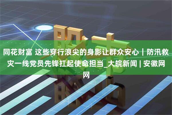 同花财富 这些穿行浪尖的身影让群众安心｜防汛救灾一线党员先锋扛起使命担当_大皖新闻 | 安徽网