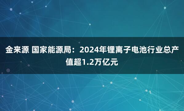 金来源 国家能源局：2024年锂离子电池行业总产值超1.2万亿元
