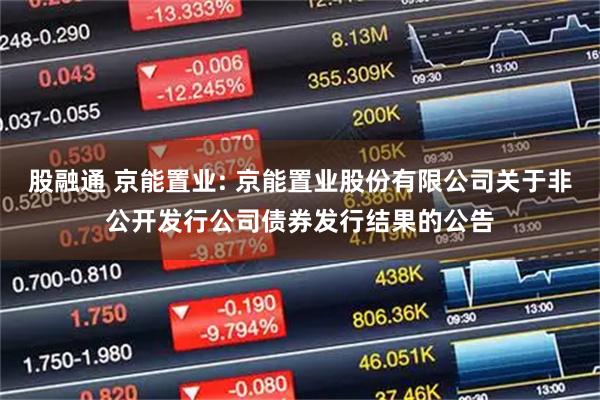 股融通 京能置业: 京能置业股份有限公司关于非公开发行公司债券发行结果的公告