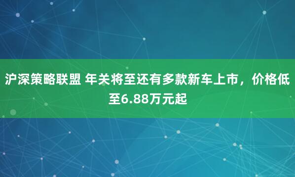 沪深策略联盟 年关将至还有多款新车上市,价格低至6.88万元起